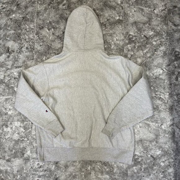 Champion Hoodie Mens XL Gray Spell Out Pullover Fleece Logo Reverse Weave - Picture 2 of 6